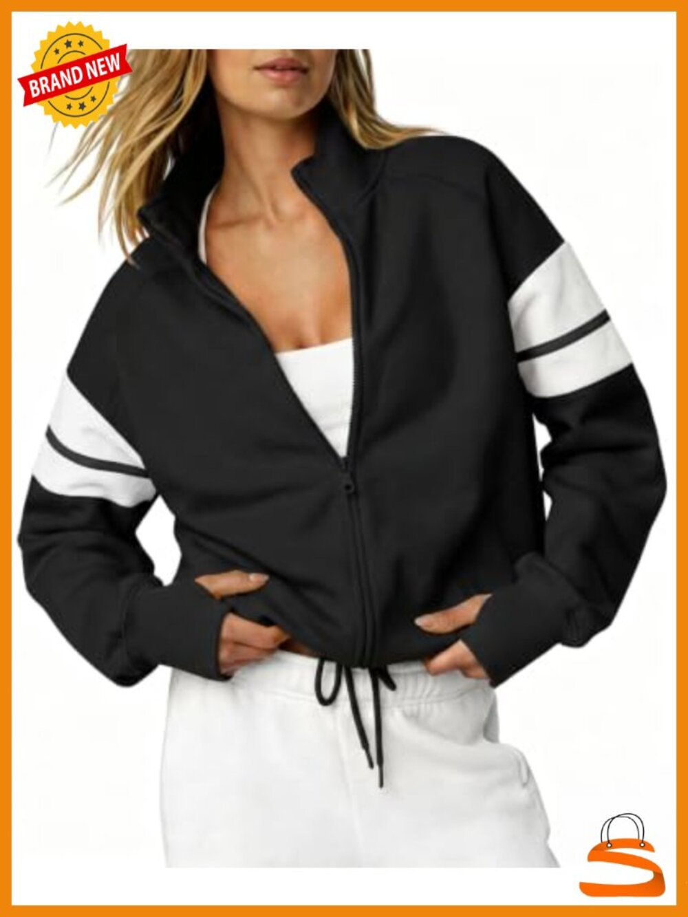 Fleece Blend Zip Up Sweatshirt Oversized Loose Fit Mock Neck Long Sleeve